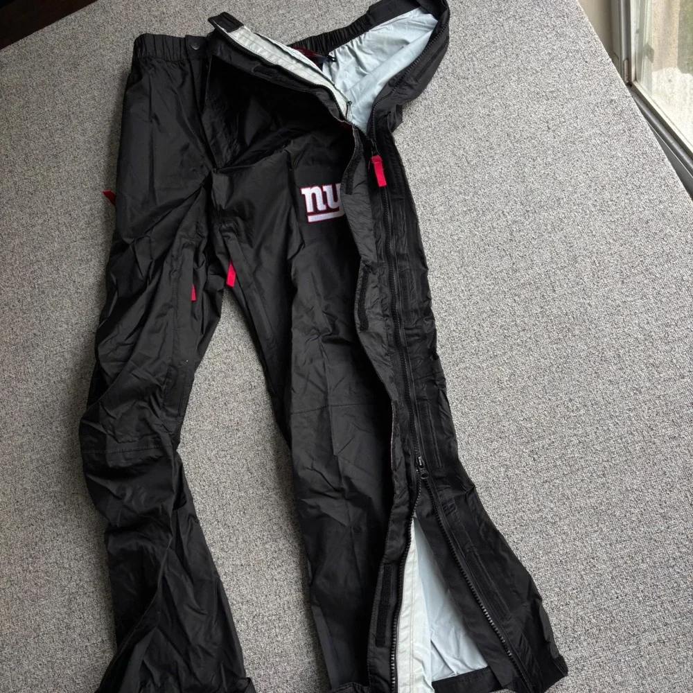 New York Giants Track Pants Mens Small Black NFL Football Full Side Zip Ripstop